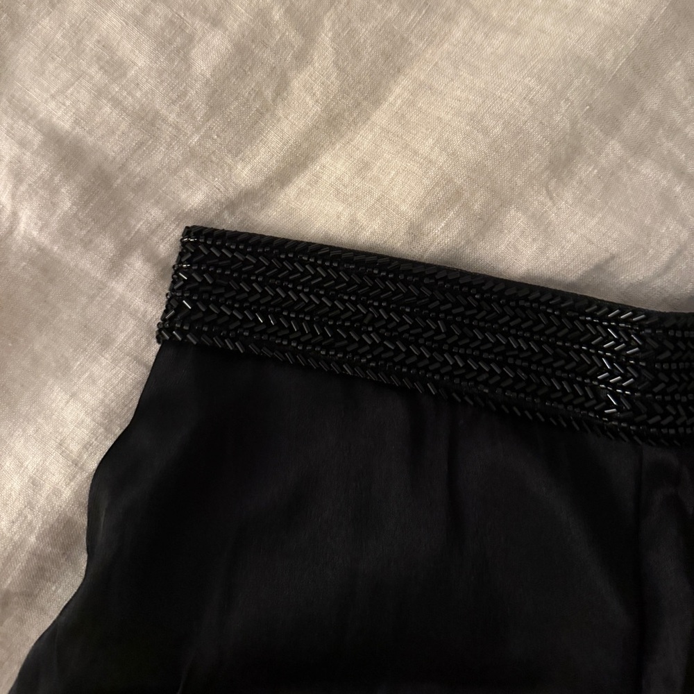 Blithe Black Beaded Satin Women's Dress  Shorts, Small